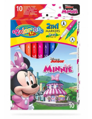 Flamastry dwustronne 10 kolorów Minnie