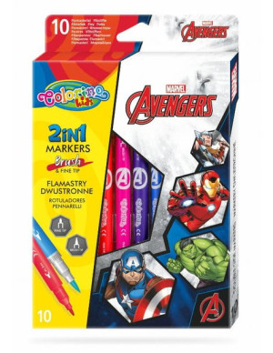 Flamastry dwustronne 10 kolorów Avengers