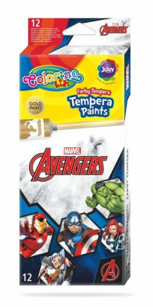 Farby tempera w tubach 12 kolorów Avengers