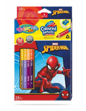 Kredki ołówkowe 24 kolory + temperówka Spiderman