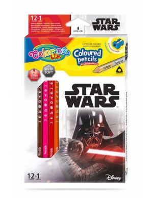 Kredki ołówkowe 12 sztuk 13 kolorów + temperówka STAR WARS