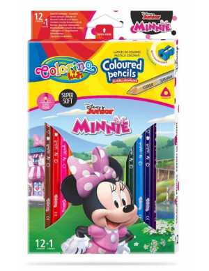 Kredki ołówkowe 13 kolorów + temperówka Minnie