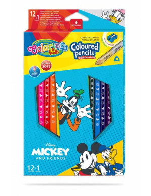 Kredki ołówkowe 13 kolorów + temperówka Mickey