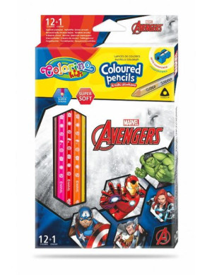 Kredki ołówkowe 13 kolorów + temperówka Avengers