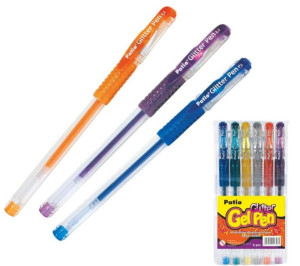 Długopisy żelowe brokatowe 6 kolorów Glitter Pen