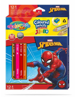 Grube kredki trójkątne 13 kolorów SPIDER-MAN Colorino