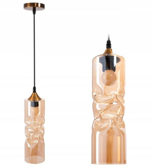 Lampa Sufitowa Wisząca Szklana Gold Przezroczysta