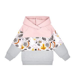 Bluza 3 kolory różowo-szara Liście 98