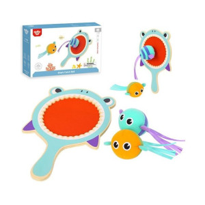 Tooky Toy Gra Zręcznościowa Dla Dzieci Drewniana Paletka Rekin + 2 Rybki Na