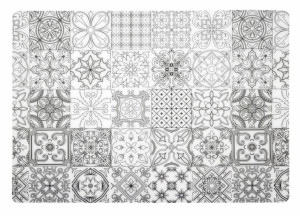 Podkładka mata na stół LUXE tworzywo 44,5x32cm wz. 13 szara biała mozaika k