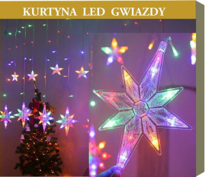 Lampki Choinkowe GWIAZDY LED Sople PREMIUM XXL KURTYNA Girlanda 6,5m