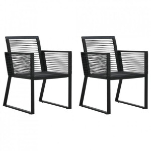 Krzesła ogrodowe, 2 szt., czarne, rattan PVC