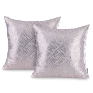 AmeliaHome Zestaw 2 poszewek welwetowych CASPE 45x45 srebrne