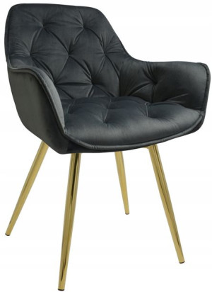 Fotel Dankor Design Arten X Welur Szary Nogi Złote