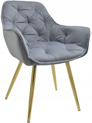 Fotel Dankor Design Arten X Welur Stalowy Złote