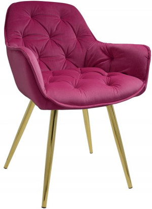 Fotel Dankor Design Arten X Welur Róż Nogi Złote