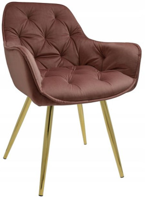 Fotel Dankor Design Arten X Welur Brudny Róż Złote