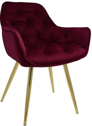 Fotel Dankor Design Arten X Welur Bordo Nogi Złote