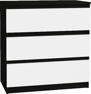 Komoda Szafka 80cm 3 Szuflady Czarny-biały Mix