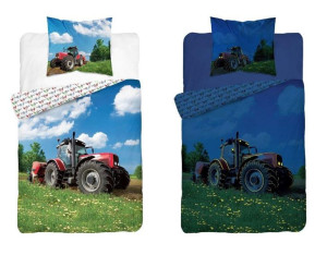 Pościel Świecąca w ciemności czerwony traktor 140X200