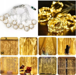 Kurtyna Mikro LED Druciki 3x2 Lampki Sople Pilot