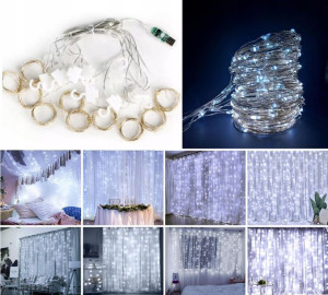 Kurtyna Mikro LED Druciki 3x2 Lampki Sople Pilot