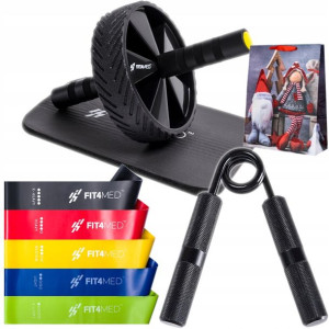 Koło Roller Do Ćwiczeń Mięśni Brzucha AB+przyrząd do ćwiczeń dłoni 70kg+gum