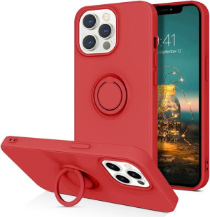 Etui IPHONE 13 PRO Silikonowe Ring Pierścień Magnetyczny Silicone Ring czer
