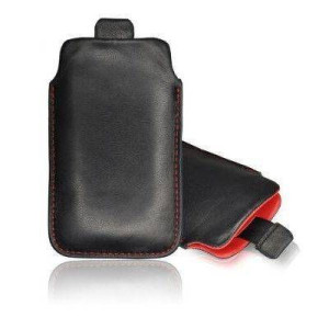 Pionowa skórzana wsuwka Vena SONY ERICSSON  X10 MINI PRO czarna (czerwony ś