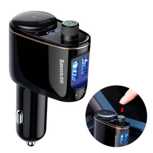 Ładowarka samochodowa 2xUSB / Transmiter FM Baseus+Bluetooth+MP3 czarna Loc