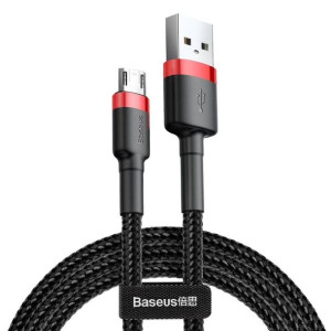 Nylonowy kabel przewód Micro USB 1.5A 2M czerwono-czarny Baseus CAMKLF-C91