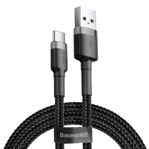 Nylonowy kabel przewód USB TYP C 2A 2M szary Baseus CATKLF-CG1