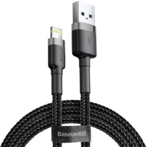 Nylonowy kabel przewód USB Lightning Baseus cafule 1.5A 2M CALKLF-CG1 czarn