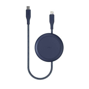 UNIQ kabel MFI Halo USB-C-Lightning 18W nylonowy zwijany 1.2m niebieski/mar