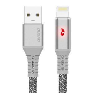 Dudao kabel przewód USB - Lightning 1 m 3 A z diodą LED szary (L7xL Lightni