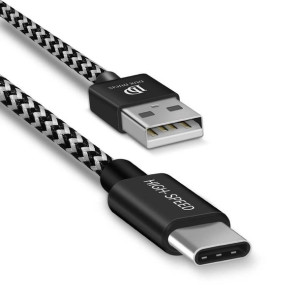 Dux Ducis K-ONE Series nylonowy kabel przewód USB / USB-C 2.1A 0,25M czarny