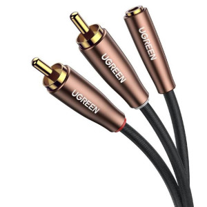 Ugreen kabel przewód audio 3,5 mm mini jack (żeński) - 2RCA (męski) 1m brąz