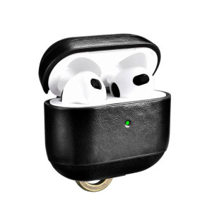 iCarer Leather Vintage etui z naturalnej skóry do AirPods 3 czarny (IAP057-