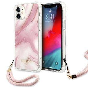 Guess GUHCP12SKSMAPI iPhone 12 mini 5,4" różowy/pink hardcase Marble with c