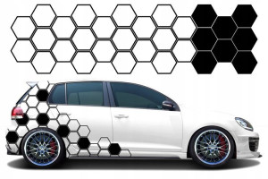 NAKLEJKI na Auto MOTYW HEXAGON 30 sztuk 15cm