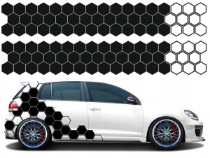 NAKLEJKI na Auto MOTYW HEXAGON 100 sztuk 15cm