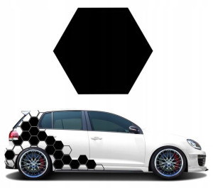 NAKLEJKA na Auto MOTYW HEXAGON 1 sztuka 15cm PEŁNA