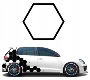 NAKLEJKA na Auto MOTYW HEXAGON 1 sztuka 15cm PUSTA
