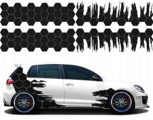 NAKLEJKI na Auto MOTYW HEXAGON 4 arkusze KOLORY