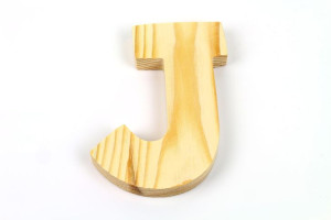 Drewniana litera cyfra J 12cm wysokość 12-14mm grubość