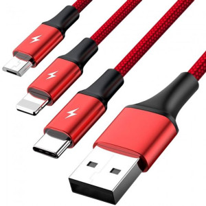 Unitek microUSB/Lightning/USB-C 1,2m czerwony
