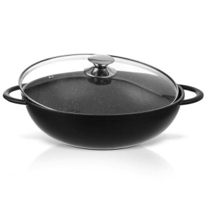 Patelnia granitowa WOK 32 cm z pokrywką GRANDE