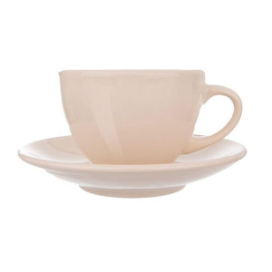 Filiżanka ceramiczna ze spodkiem 220 ml KREMOWA do kawy