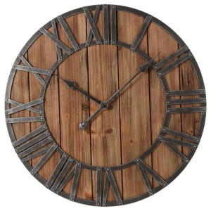Drewniany zegar ścienny, rzymski, na ścianę, loft, retro, duży, 60 cm