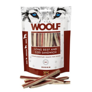 Woolf Long Beef & Cod  Sandwich Przysmak Dla Psa Wołowina Z Dorszem 100 g